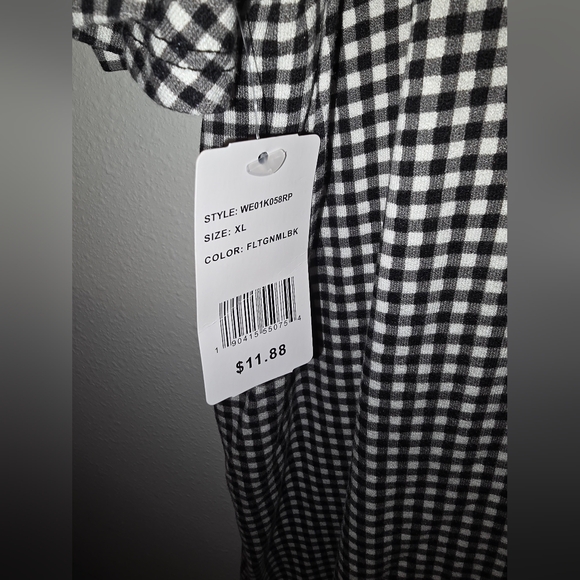 ELLE Black & White Checker Blouse Size XL - Picture 6 of 8